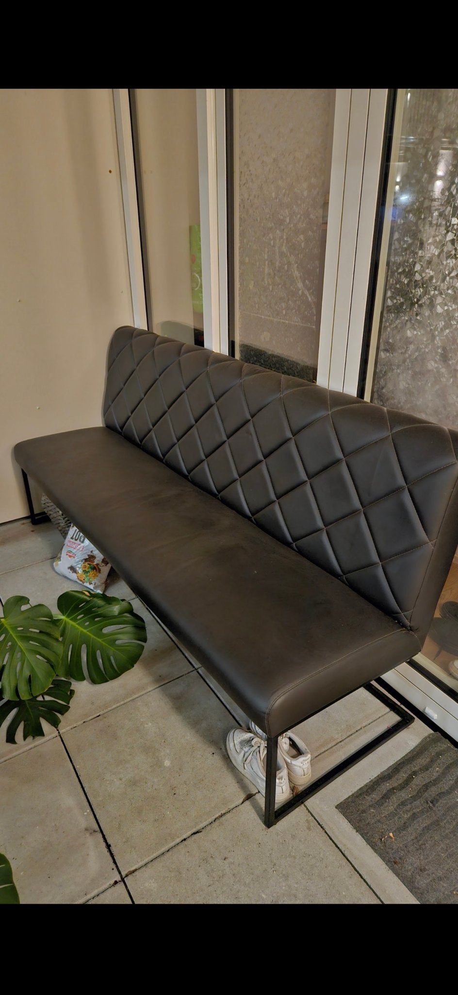 Stijlvolle Eetkamerbank - Zwart Kunstleer, Ophalen, Kunststof, Minder dan 75 cm, 150 tot 200 cm
