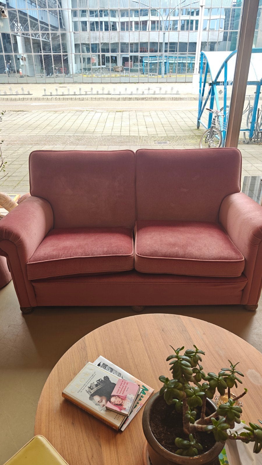 Vintage Engelse Stijl Bank - Roze Fluweel, Huis en Inrichting, Ophalen, Gebruikt, Vintage, Engels, Klassiek, 150 tot 200 cm