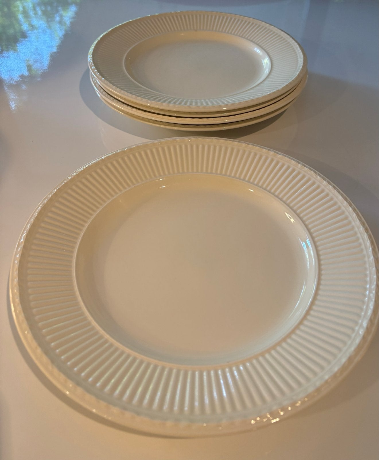 5 Wedgwood Queen's Ware EDME dinerborden - 27 cm, Huis en Inrichting, Klassiek, Ophalen of Verzenden, Zo goed als nieuw, Bord(en)