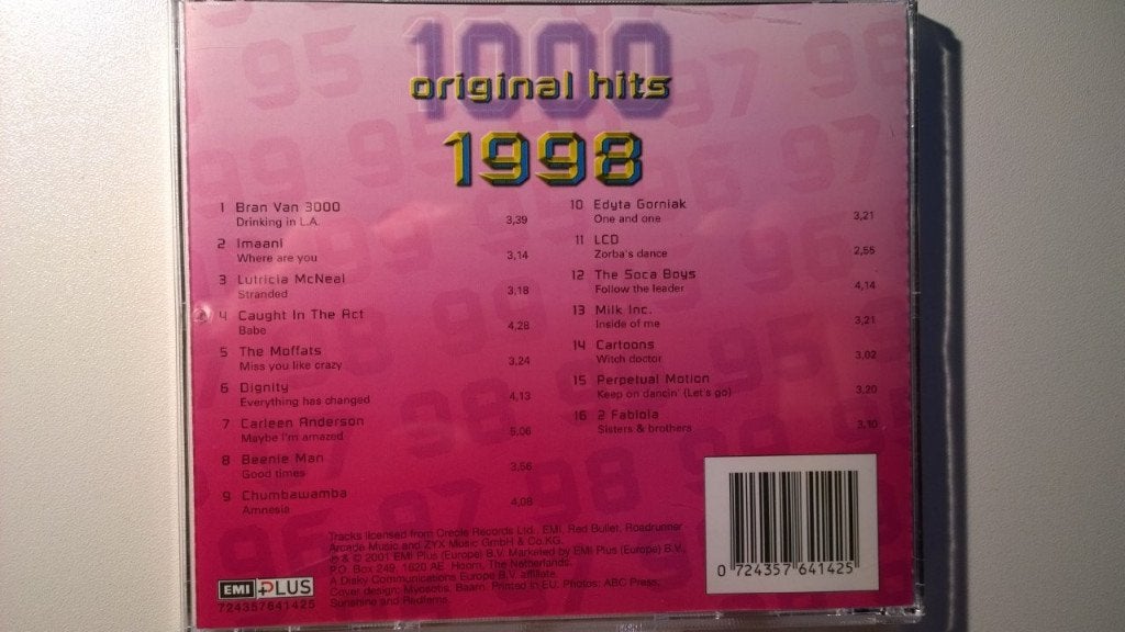 1000 Original Hits 1998, Cd's en Dvd's, Ophalen of Verzenden, Zo goed als nieuw, Pop, Album