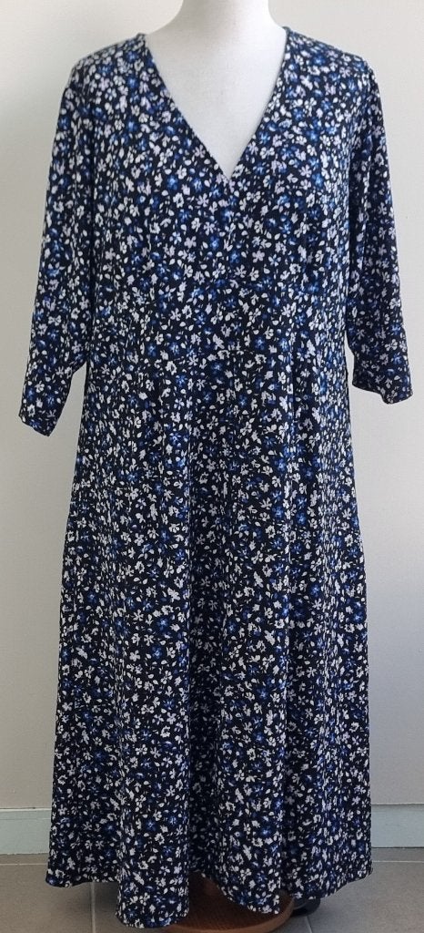 MS Mode zwarte jurk met kleine printjes mt. XXL, Zwart, Maat 46/48 (XL) of groter, Ophalen of Verzenden, Zo goed als nieuw