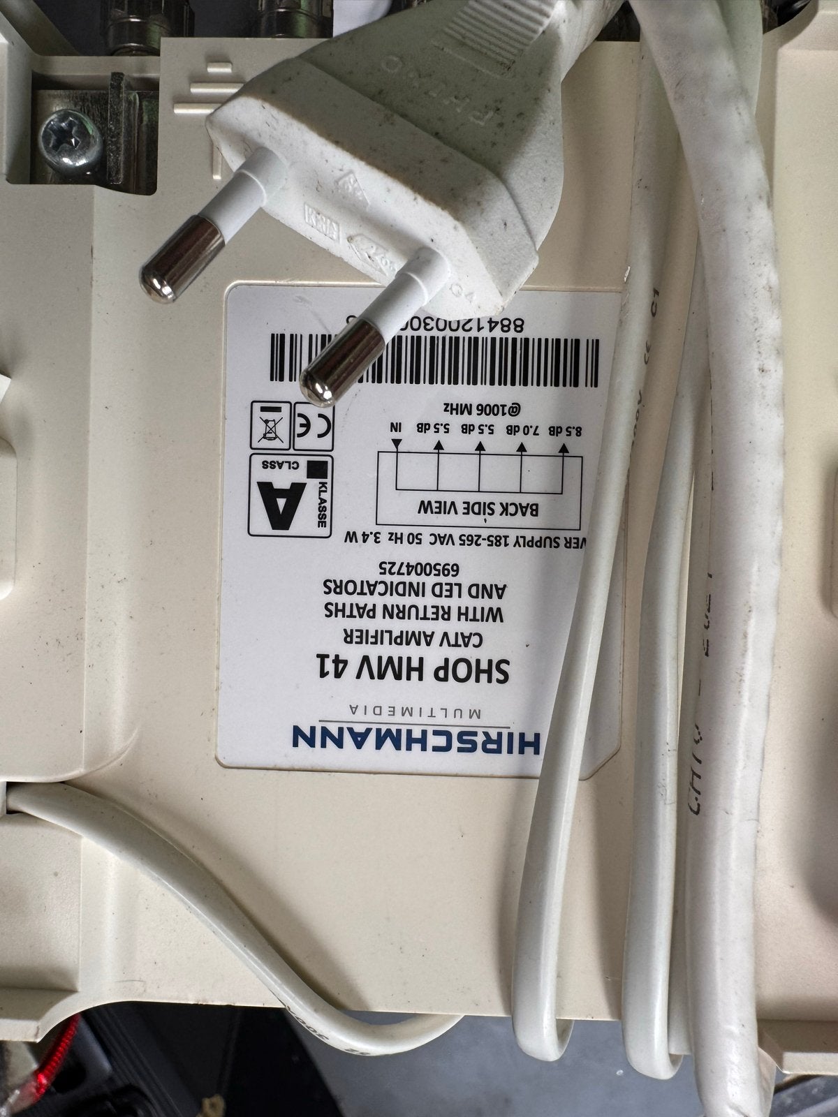 HIRSCHMANN SHOP HMV 41 CATV VERSTERKER met kabels, Ophalen of Verzenden, Gebruikt, Minder dan 2 meter, Tv-kabel