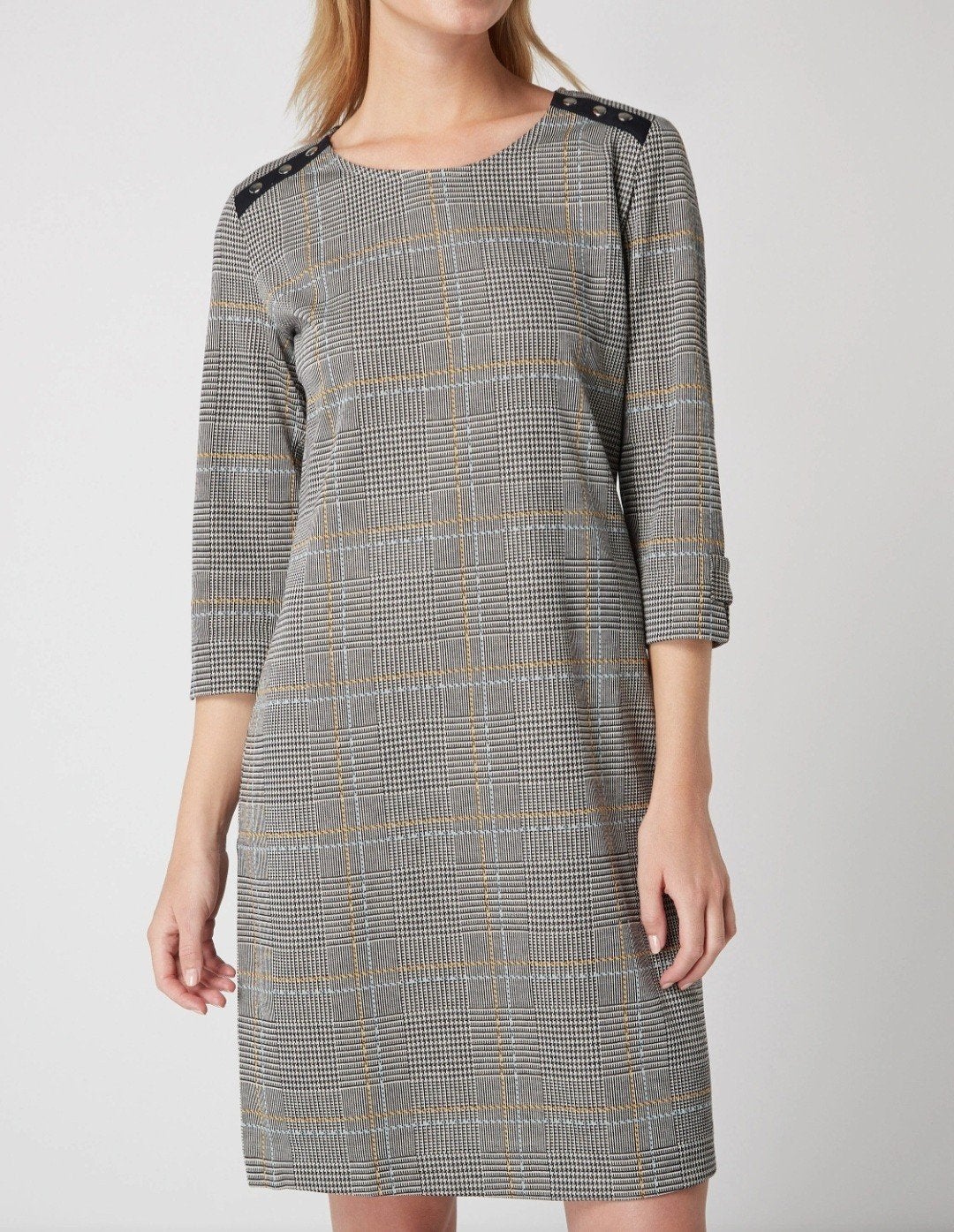 Gerry Weber glencheck jurkje maat 46 ruitje bruin, grijs, Kleding | Dames, Meerkleurig, Maat 46/48 (XL) of groter, Ophalen of Verzenden
