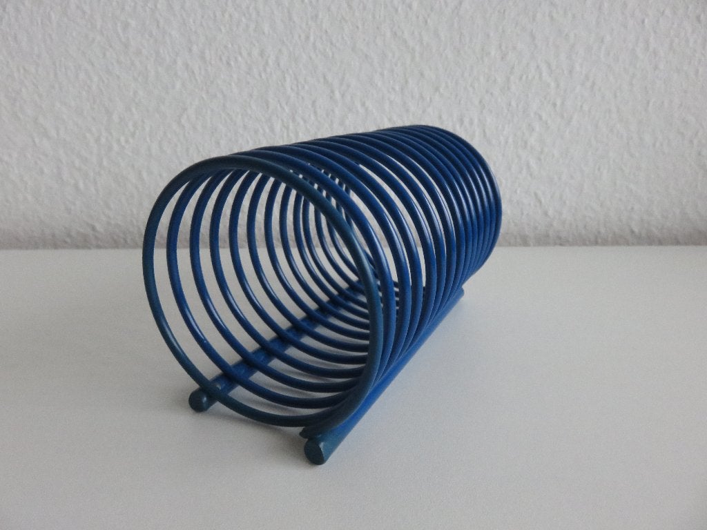 Vintage brievenhouder bureau organiser blauwe spiraal, Diversen, Ophalen of Verzenden, Zo goed als nieuw