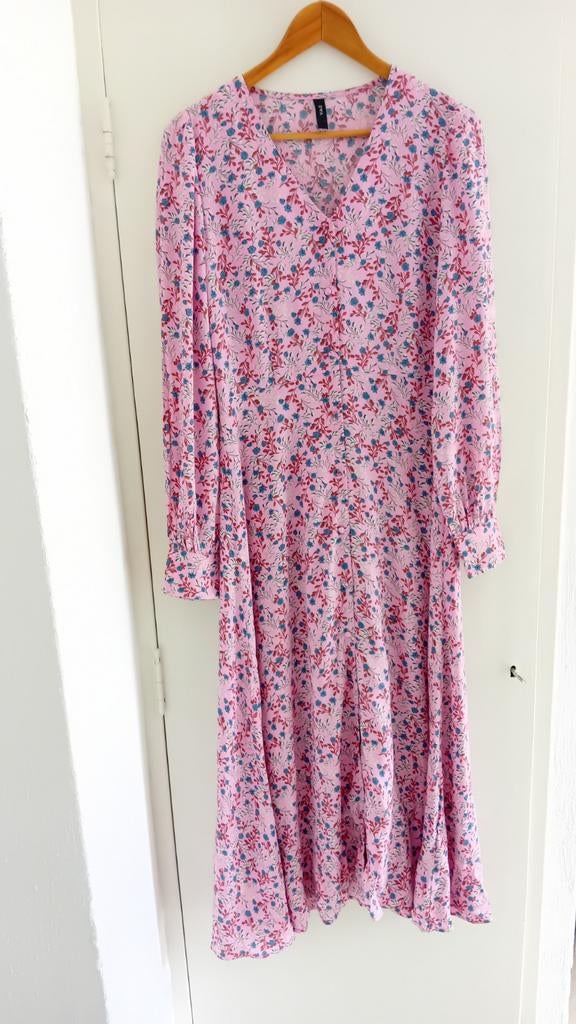Yas midi jurk roze bloemenprint S, Ophalen of Verzenden, Zo goed als nieuw, Roze, Maat 36 (S)