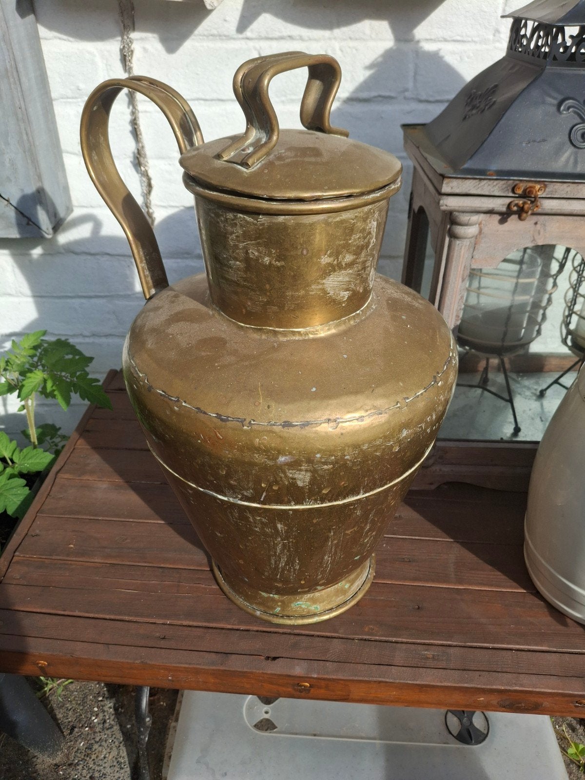 Antieke koperen waterkan met deksel, Antiek en Kunst, Ophalen, Koper