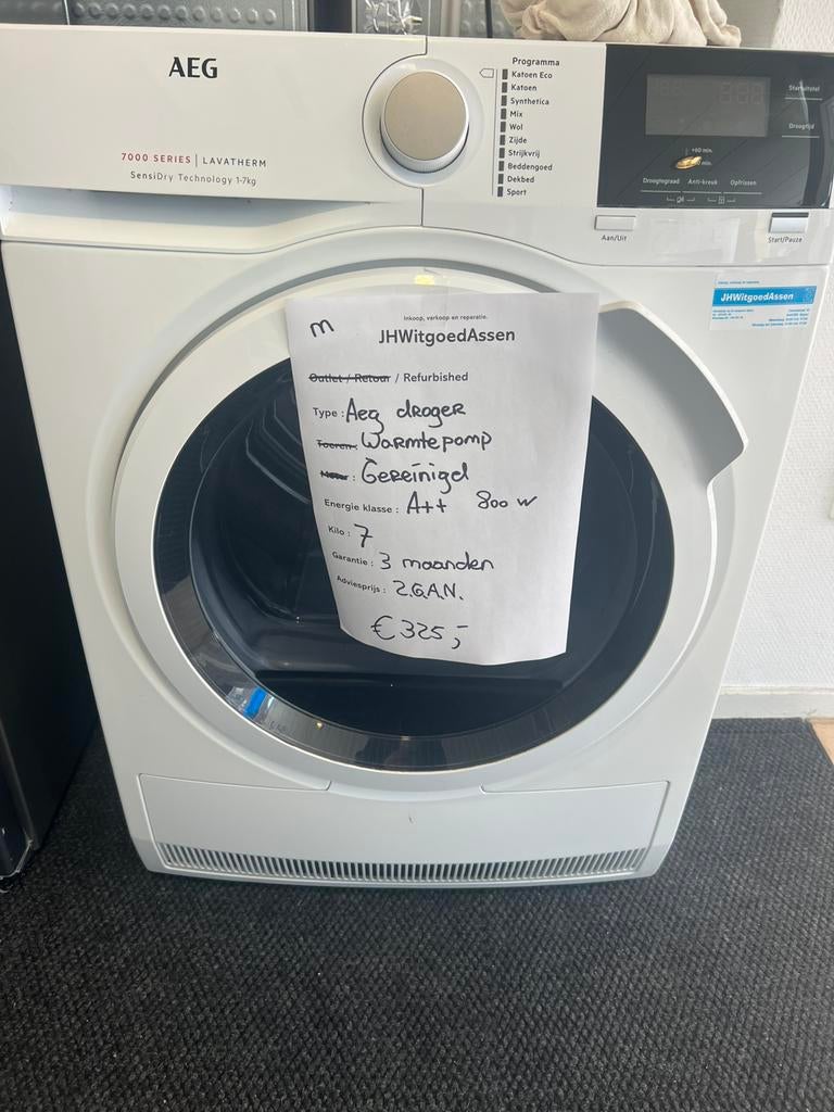 Aeg Warmtepompdroger 7000 serie. Garantie en bezorgd., 6 tot 8 kg, Minder dan 85 cm, Refurbished, Ophalen of Verzenden