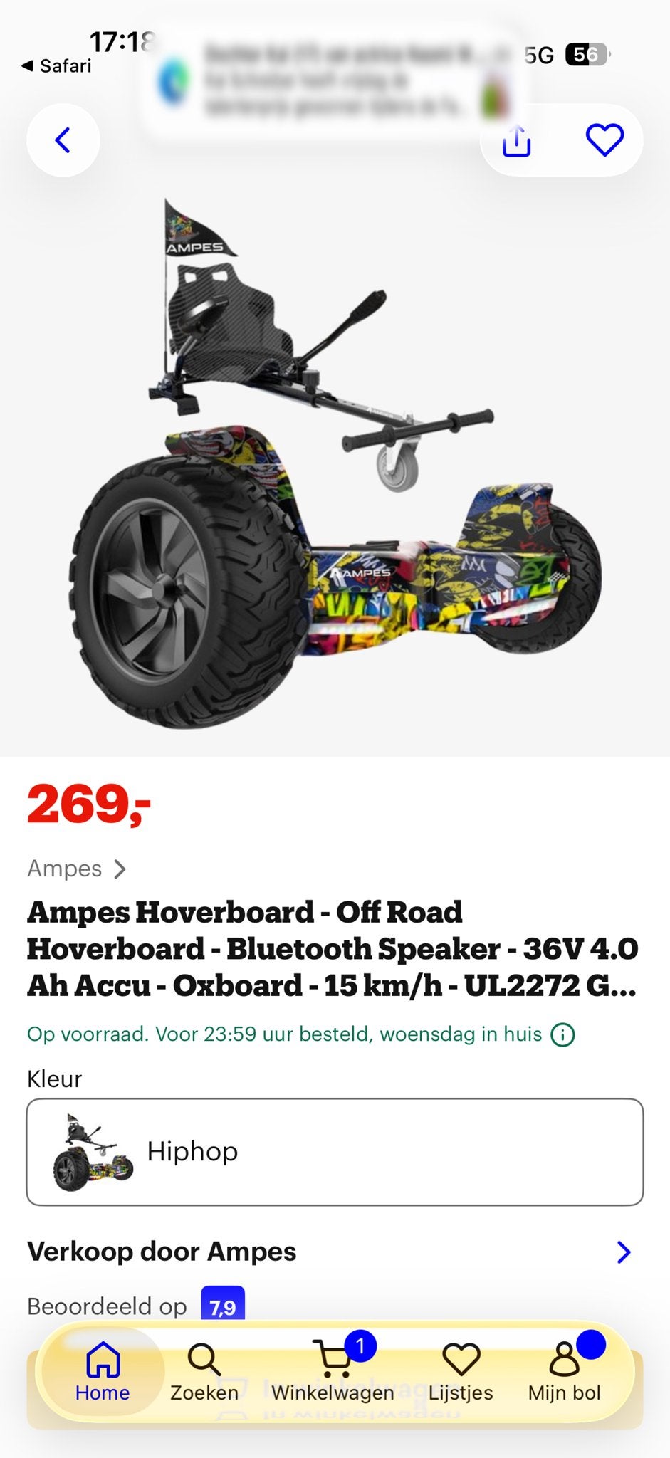 Ampes Off Road Hoverboard met Bluetooth Speaker, Ophalen of Verzenden, Nieuw, Overige typen
