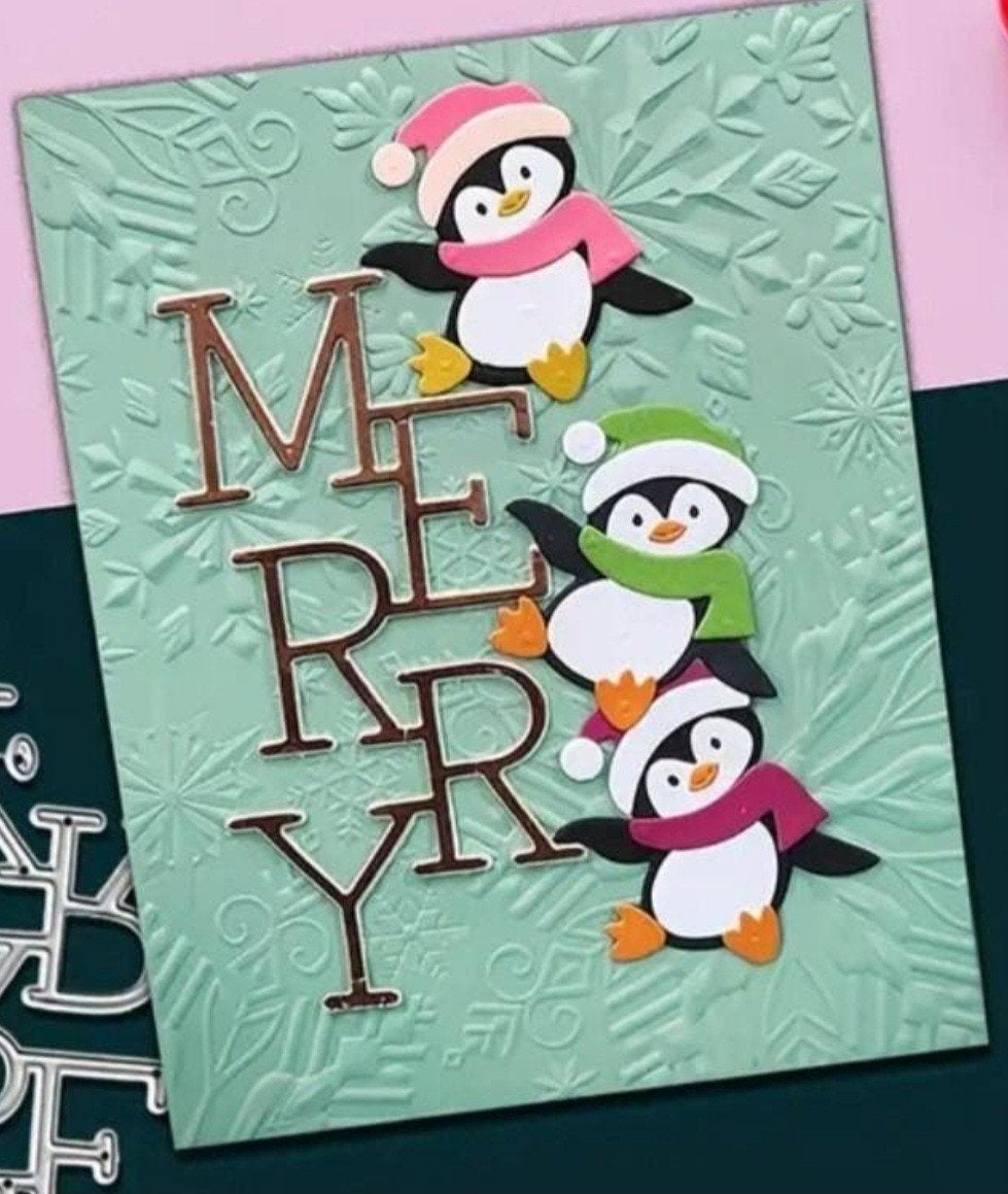 Nieuw  Snijmal  pinguïns Merry Christmas, Hobby en Vrije tijd, Ophalen of Verzenden, Nieuw, Kerst, Pons of Mal
