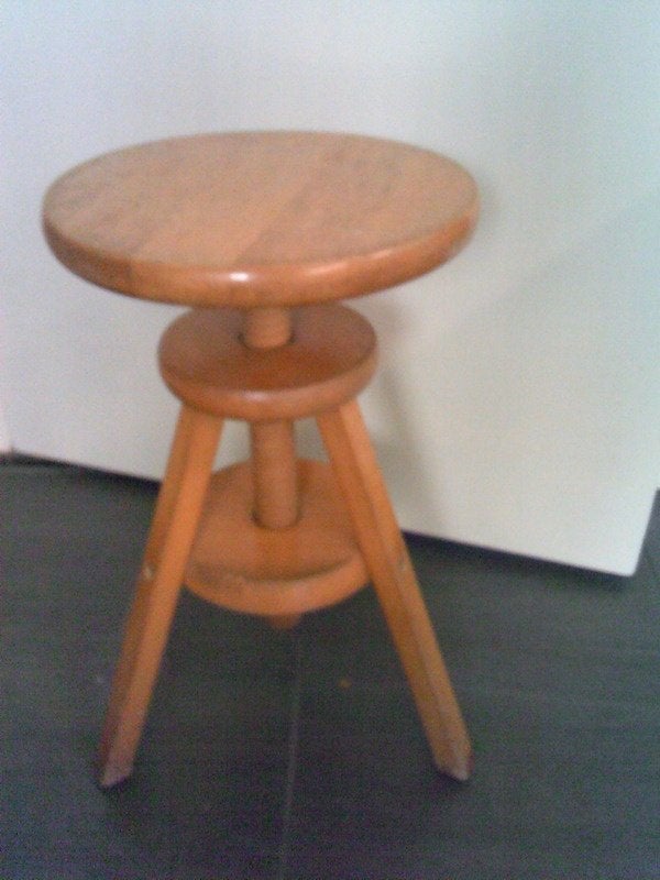 Vintage massief beukenhouten schroefkruk,werkplaatskruk, Huis en Inrichting, Ophalen, Gebruikt, Hout