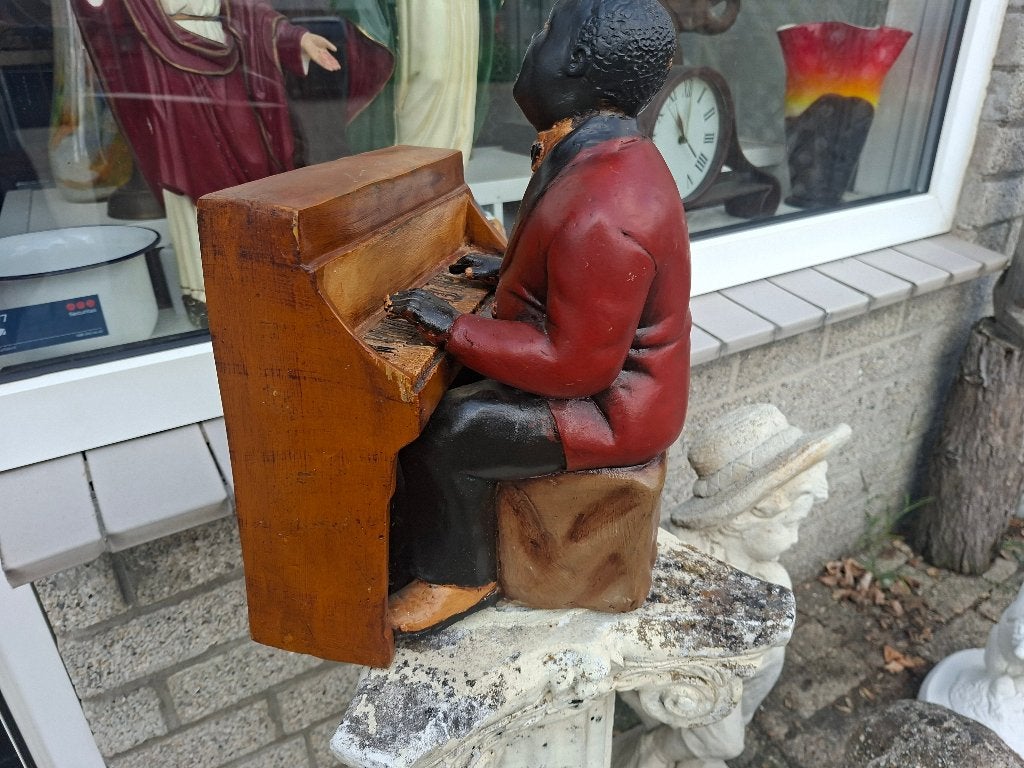 schitterende groot beeld van een black man op piano, Ophalen of Verzenden, Zo goed als nieuw, Mens