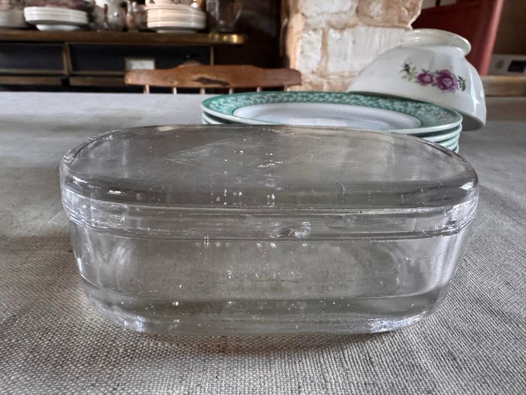 Vintage glazen doosje La Fixine Paris brillantine verpakking, Ophalen of Verzenden