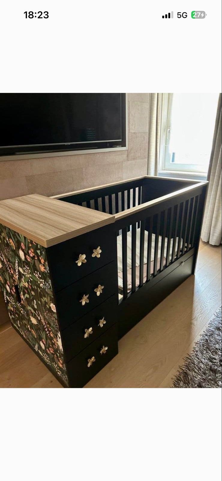 Baby ledikant met commode en opbergruimte, Ophalen of Verzenden, Gebruikt, Ledikant
