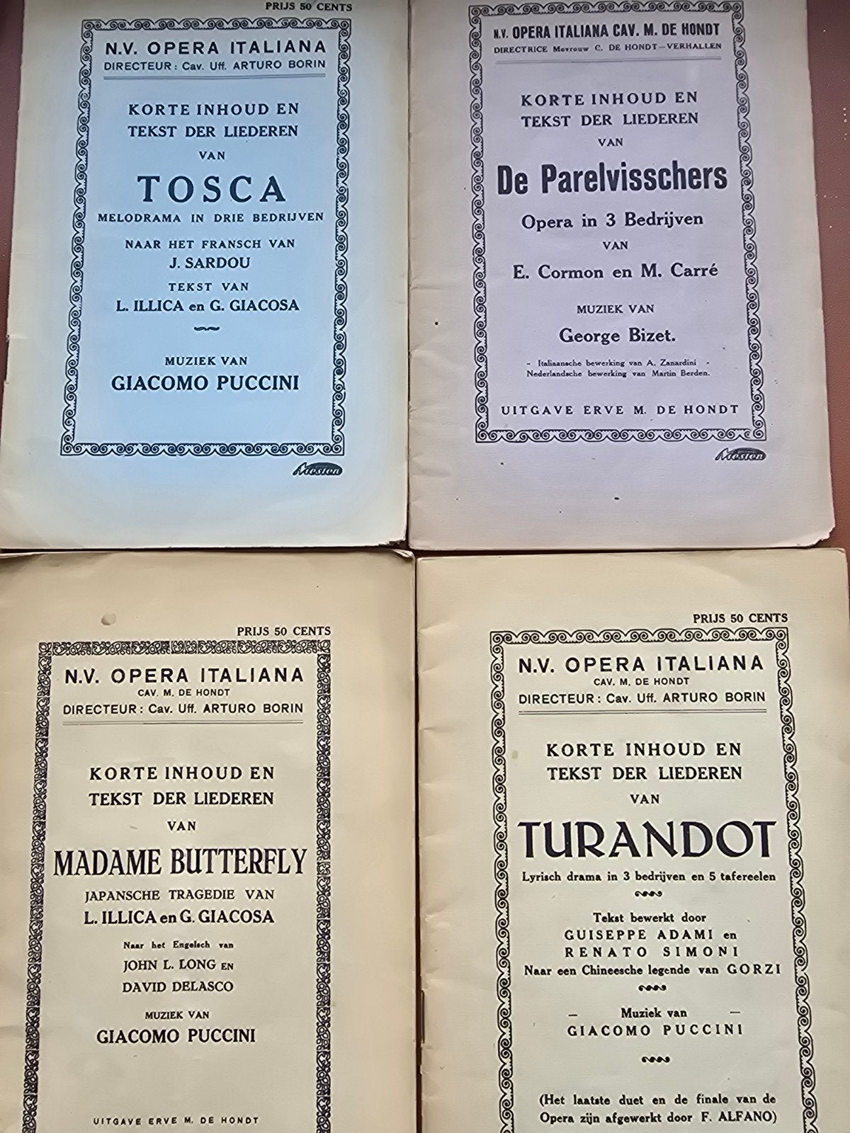 Vintage Opera Boekjes: Madame Butterfly,Tosca, Parelvischers, Boeken, Verzenden, Gelezen, Genre of Stijl, Giacomo Puccini, Georges Bizet, L. Illica, G. Giacosa