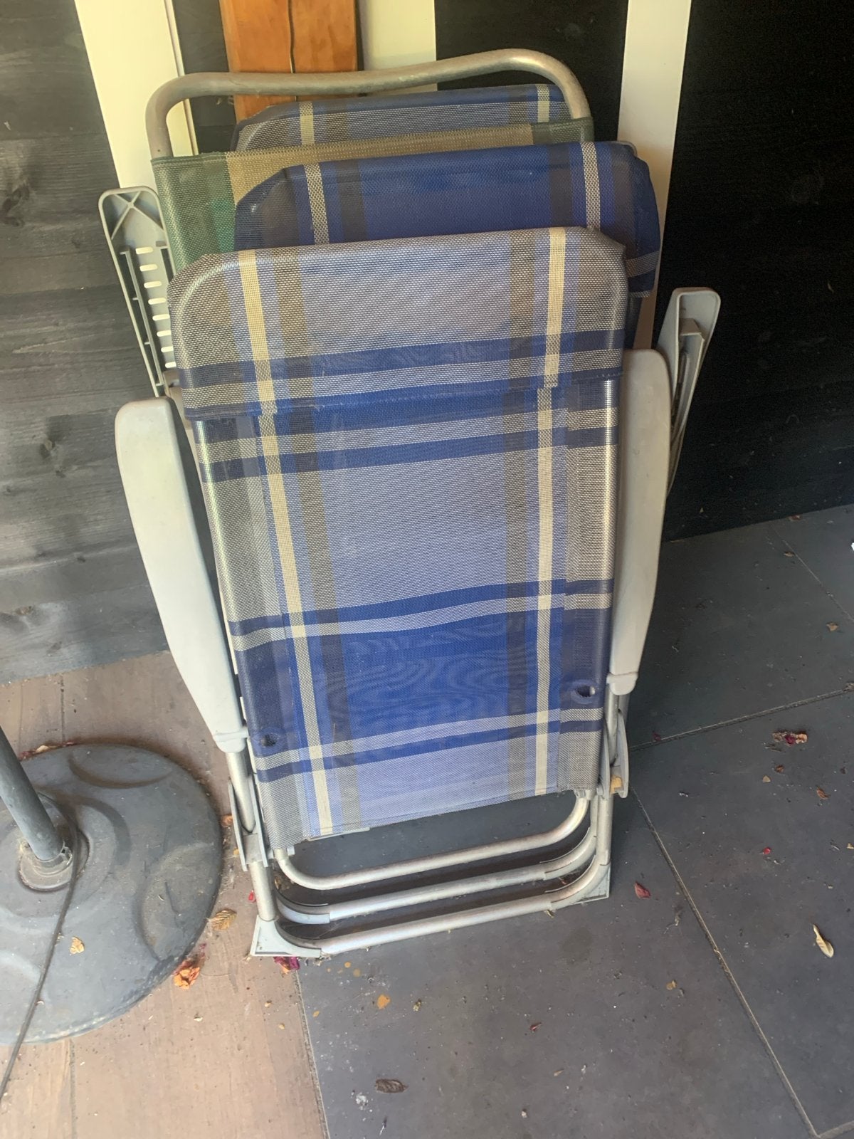 4 campingstoelen met verstelbare tafel, Ophalen of Verzenden, Gebruikt, Campingstoel