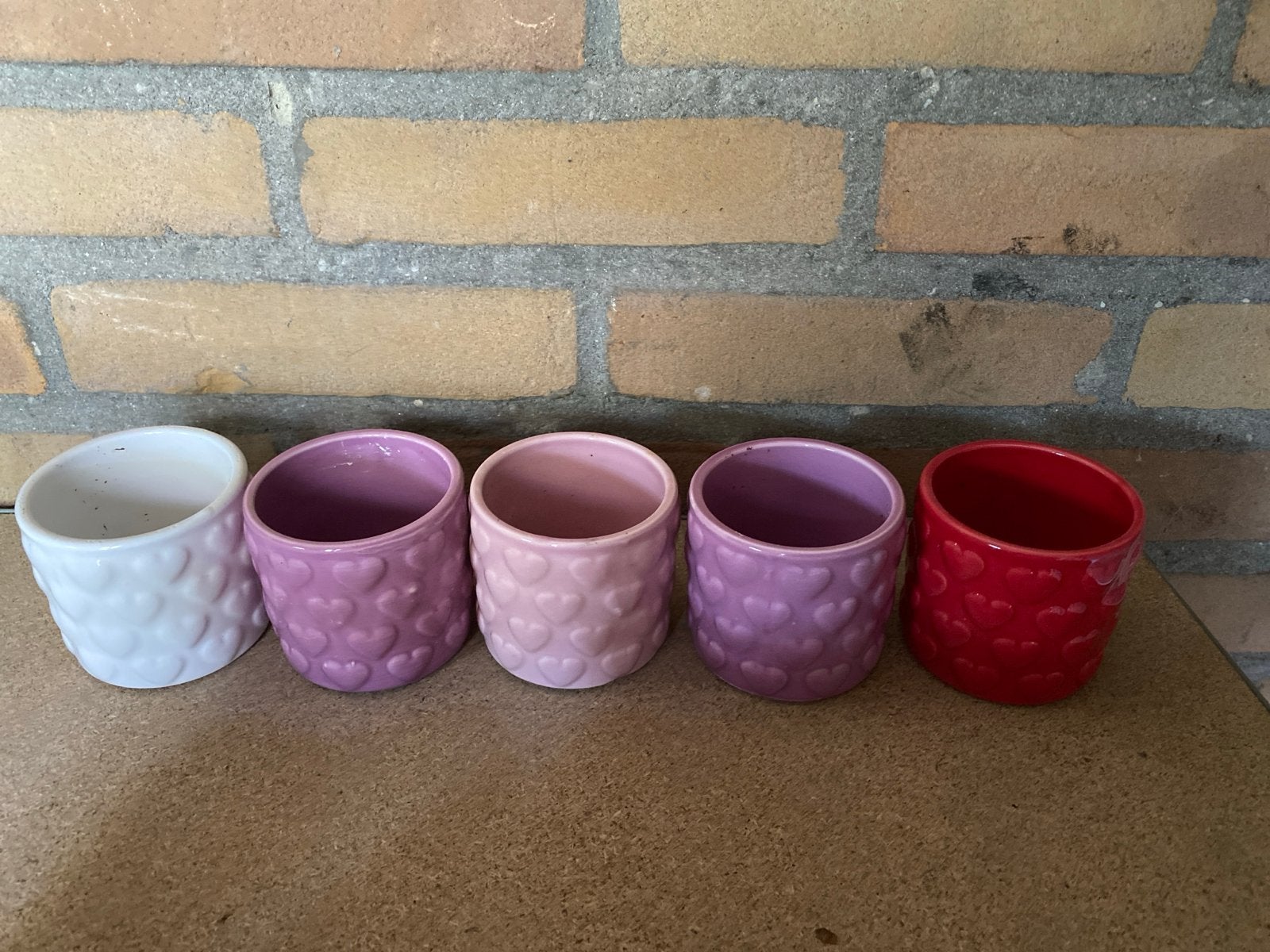 Set van 8 hartvormige keramische bloempotten, Ophalen, Gebruikt, Binnen, Overige vormen
