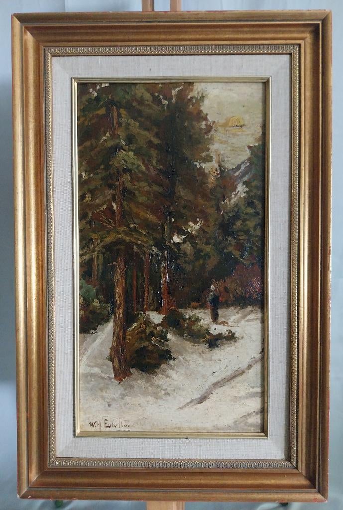 W.H. Eickelberg (1845-1920) - Winterlandschap - 1900, Antiek en Kunst, Kunst | Schilderijen | Klassiek, Ophalen of Verzenden