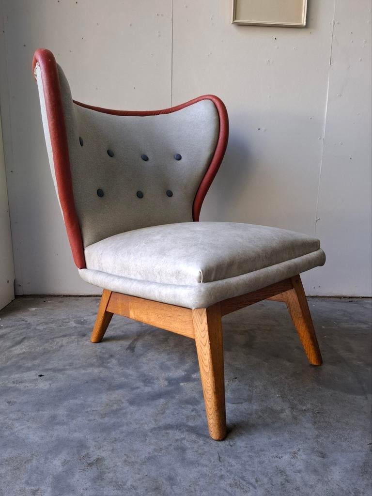 Vintage stoel retro fauteuil oud jaren 50, Gebruikt, -, -, 75 tot 100 cm