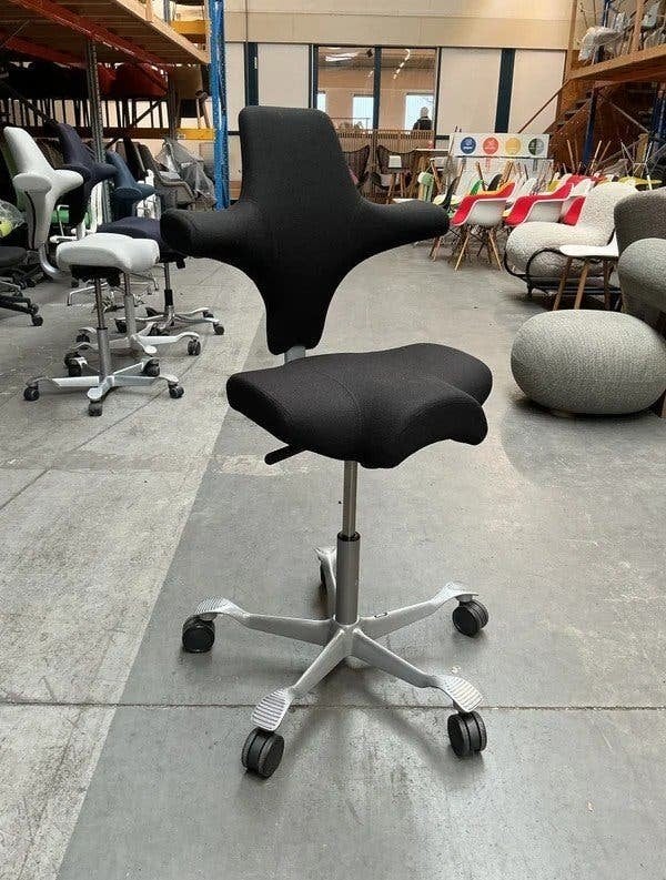 HAG Capisco 8106 Bureaustoel|Zithoogte 53-69cm |Zwart |Grijs, Gebruikt, -, Zwart, -