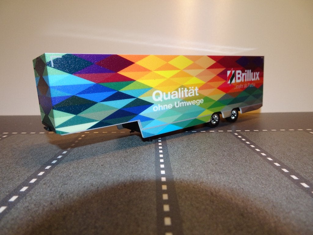 161 herpa 3-as oplegger brilux rainbow 1:87 truck trein, Hobby en Vrije tijd, Ophalen of Verzenden, Zo goed als nieuw, Bus of Vrachtwagen