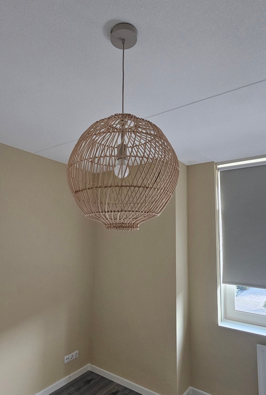 Rotan hanglamp - Boheemse stijl, Natuurlijk materiaal, E27 (groot), Zo goed als nieuw, Ophalen