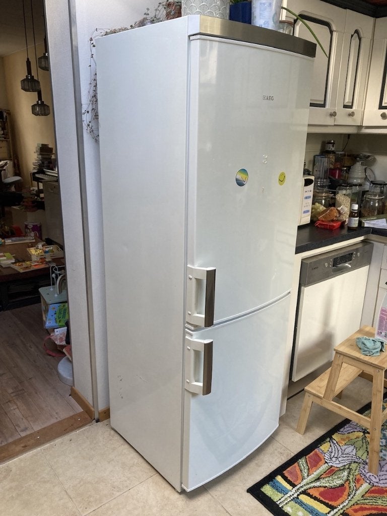 AEG Santo öko koelkast-vriezer combi GRATIS, Ophalen, Gebruikt, 200 liter of meer, 60 cm of meer