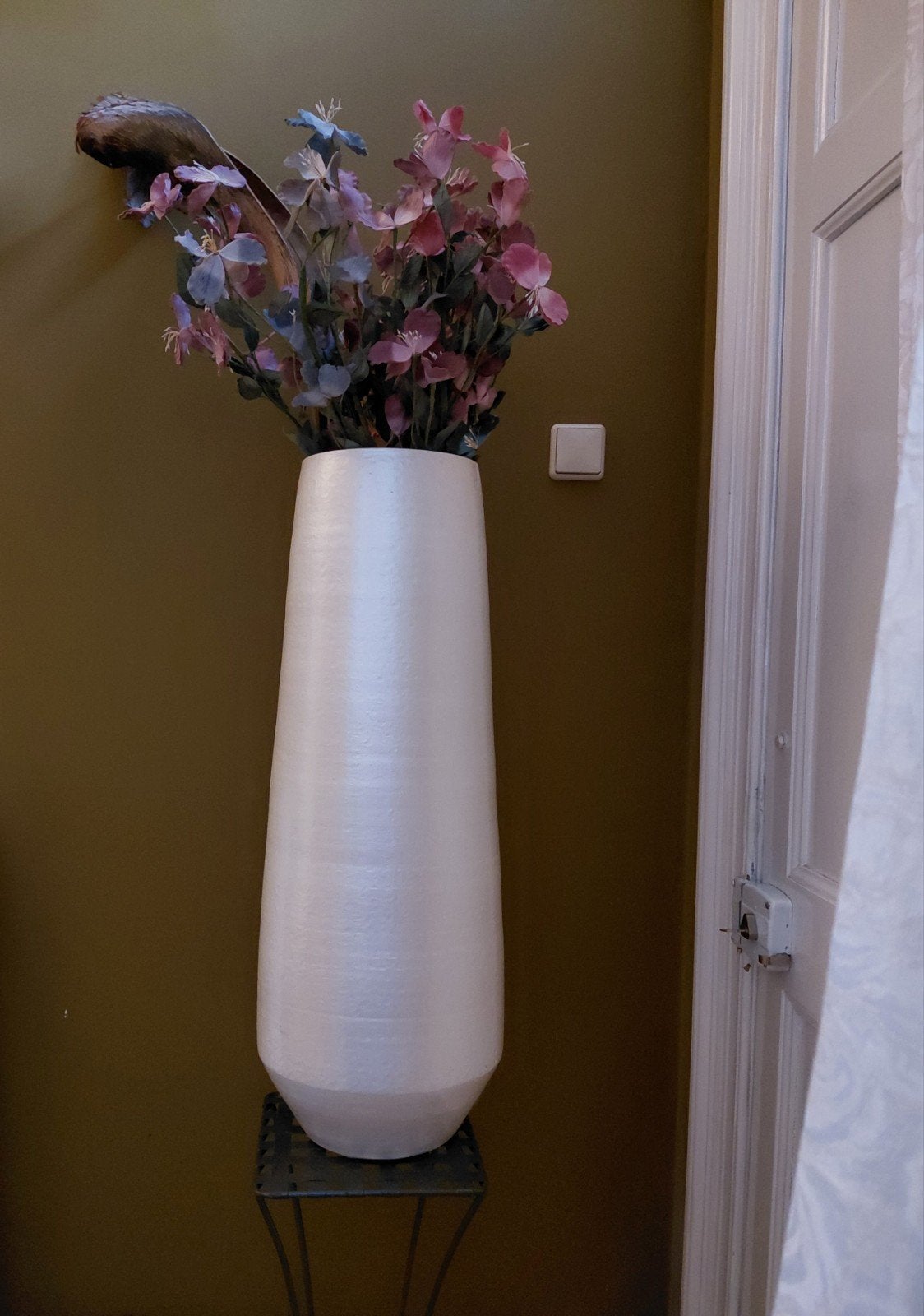 Hotel Chic XXL vaas 81cm crème parelmoer aardewerk nieuw!, Huis en Inrichting, Ophalen, Overige kleuren, Met patroon/structuur