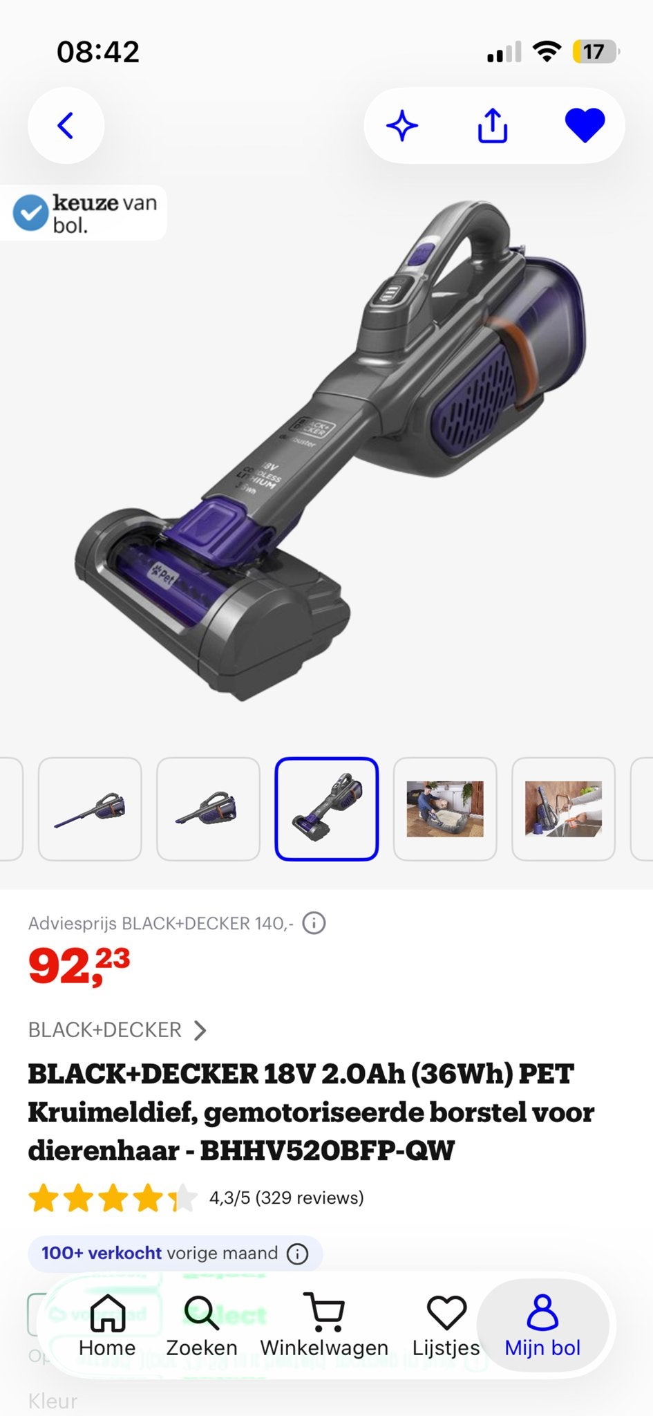 BLACK+DECKER BHHV520BFP-QW 18V PET Kruimeldief, Overige merken, Kruimeldief, Draadloos, Ophalen of Verzenden