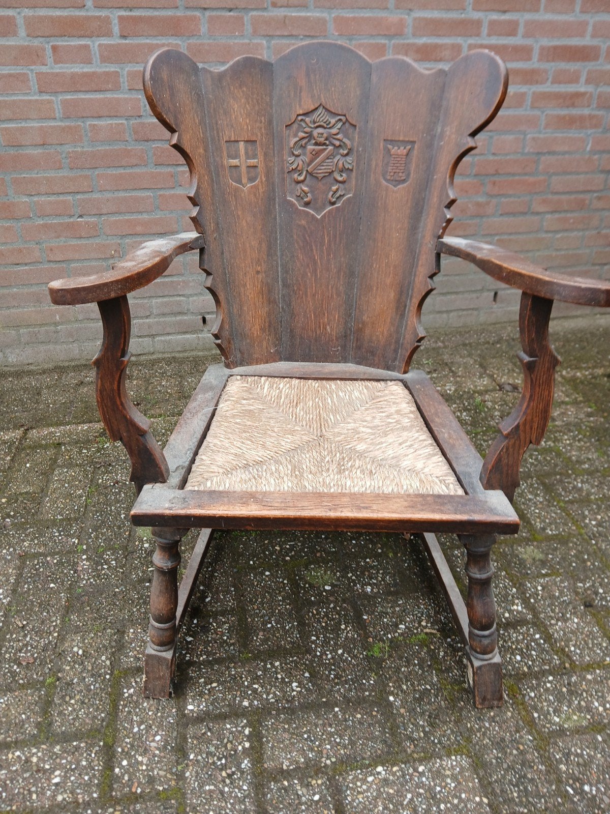 2 antieke  oude wapenstoelen, Antiek en Kunst, Ophalen