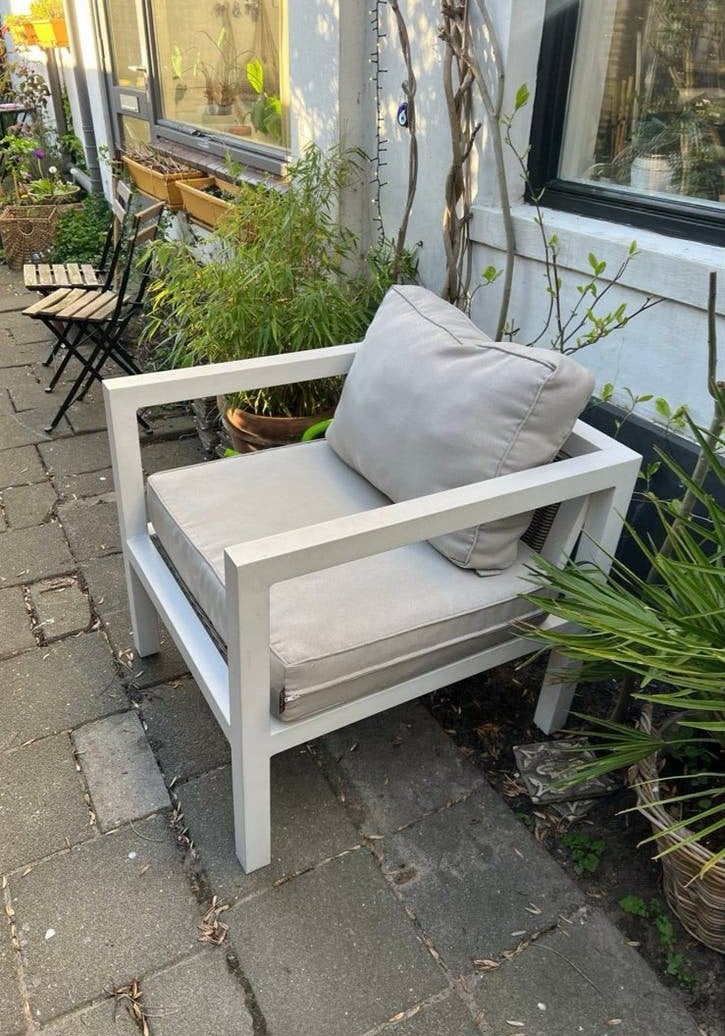 Comfortabele tuinstoel met kussens, Ophalen, Hout