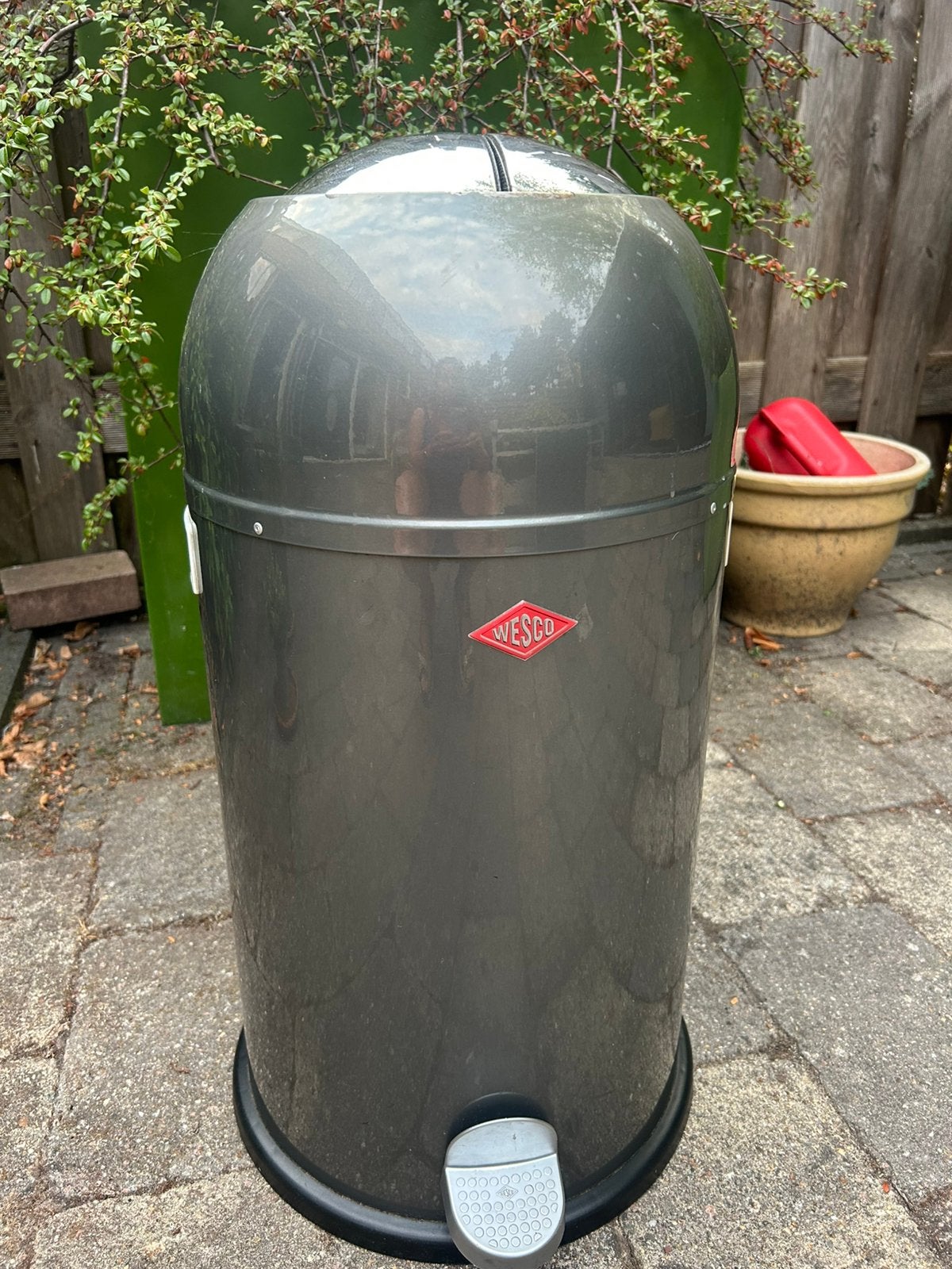Wesco kickmaster prullenbak metaalkleurige/ groenig 33 l, Huis en Inrichting, Woonaccessoires | Prullenbakken, 40 liter of meer