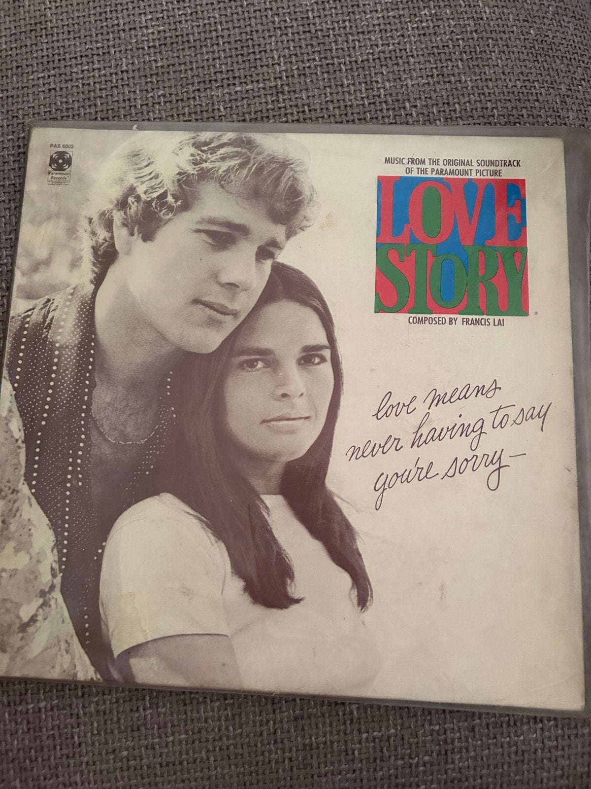 Love Story Soundtrack LP - Francis Lai (Paramount Pictures), LP, Overige genres, Ophalen of Verzenden, Zo goed als nieuw