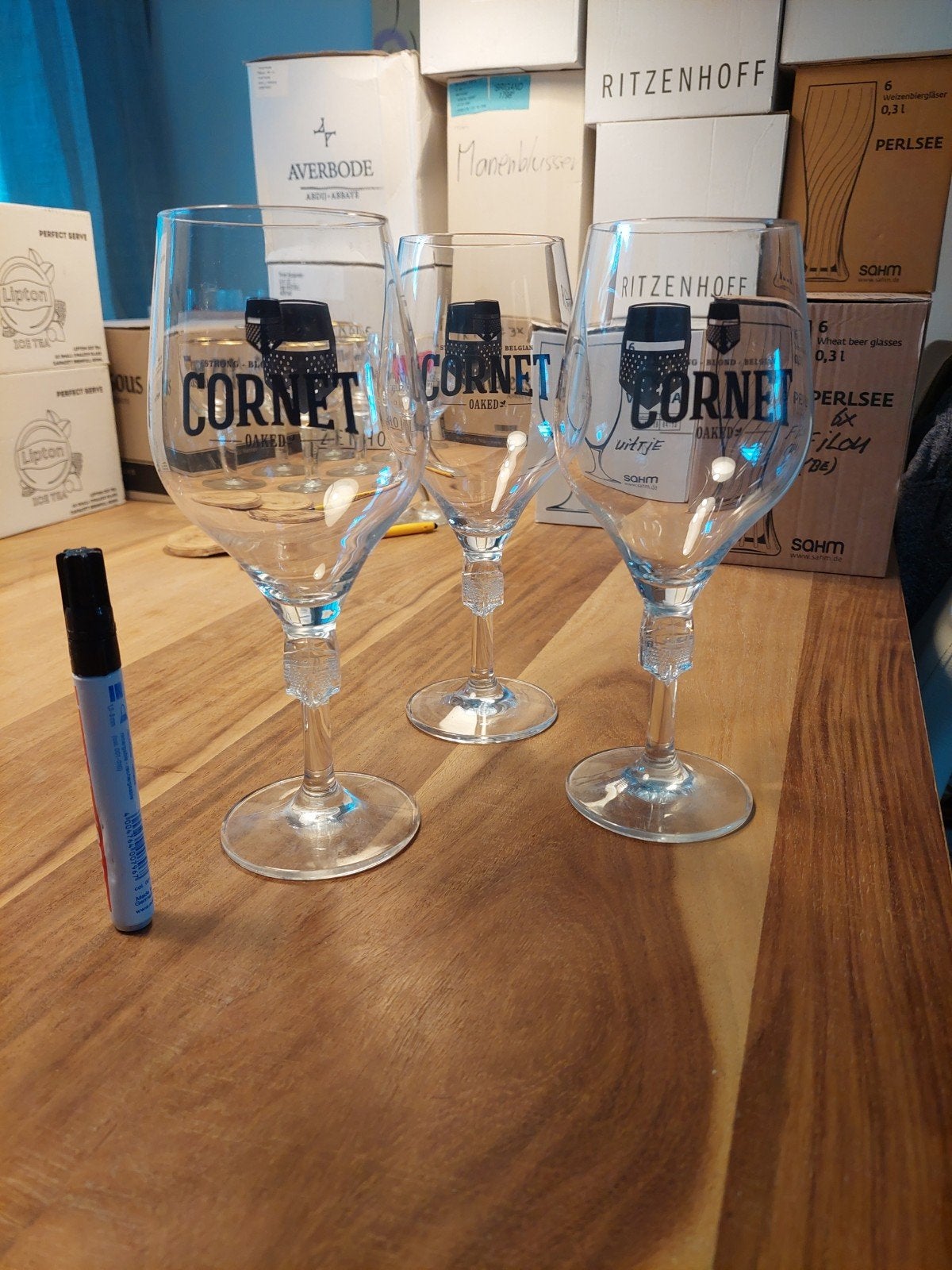 Cornet Oaked Bierglazen - Set van 3, Overige typen, Ophalen, Zo goed als nieuw, Glas