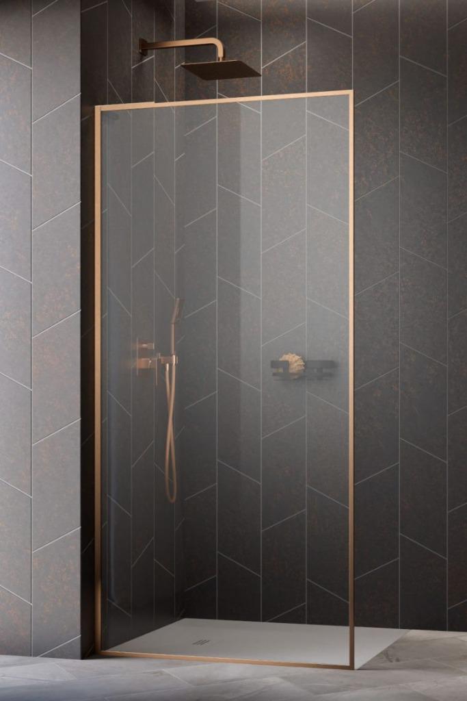 inloopdouche 110x200cm met koperen frame en 8mm helder glas, Ophalen, Nieuw, Glas, Douche