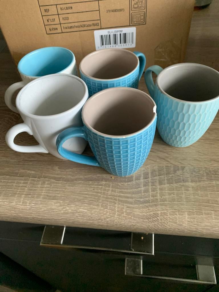 Set van 5 mokken, Ophalen of Verzenden, Gebruikt
