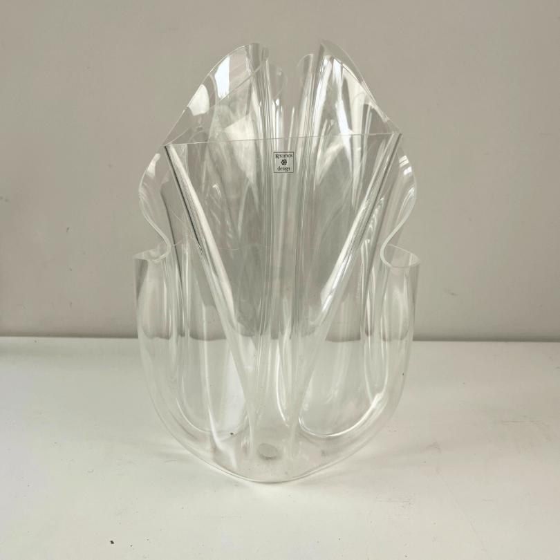 Vintage design zakdoek- of tissue vaas - plexiglas 30cm, Huis en Inrichting, Woonaccessoires | Vazen, Kunststof, Gebruikt, Overige kleuren