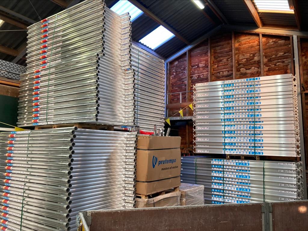 Euroscaffold aluminium rolsteigers onderdelen uit voorraad, Ophalen, Nieuw, Rolsteiger of Kamersteiger, 5 meter of hoger