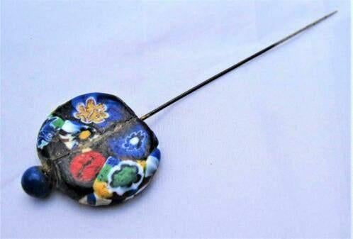 Vintage hoedenspeld met Bloemmotief (7960-L29b), Sieraden, Tassen en Uiterlijk, Ophalen, Zo goed als nieuw
