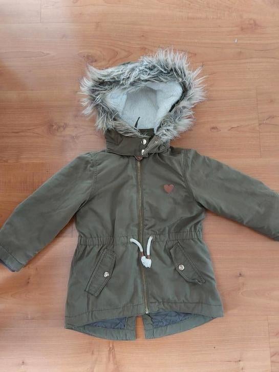 Kinderkleding meisje winterjas parka legergroen mt 98, Meisje, H&M, Ophalen of Verzenden, Zo goed als nieuw