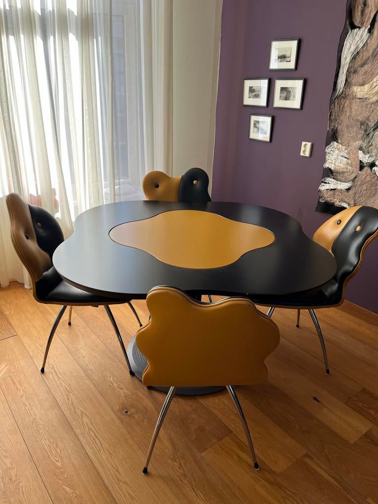 Leolux Antipode eetkamerset ontworpen door Clemens Briels, Huis en Inrichting, Ophalen, Gebruikt, 80's, 4 tot 6 stoelen