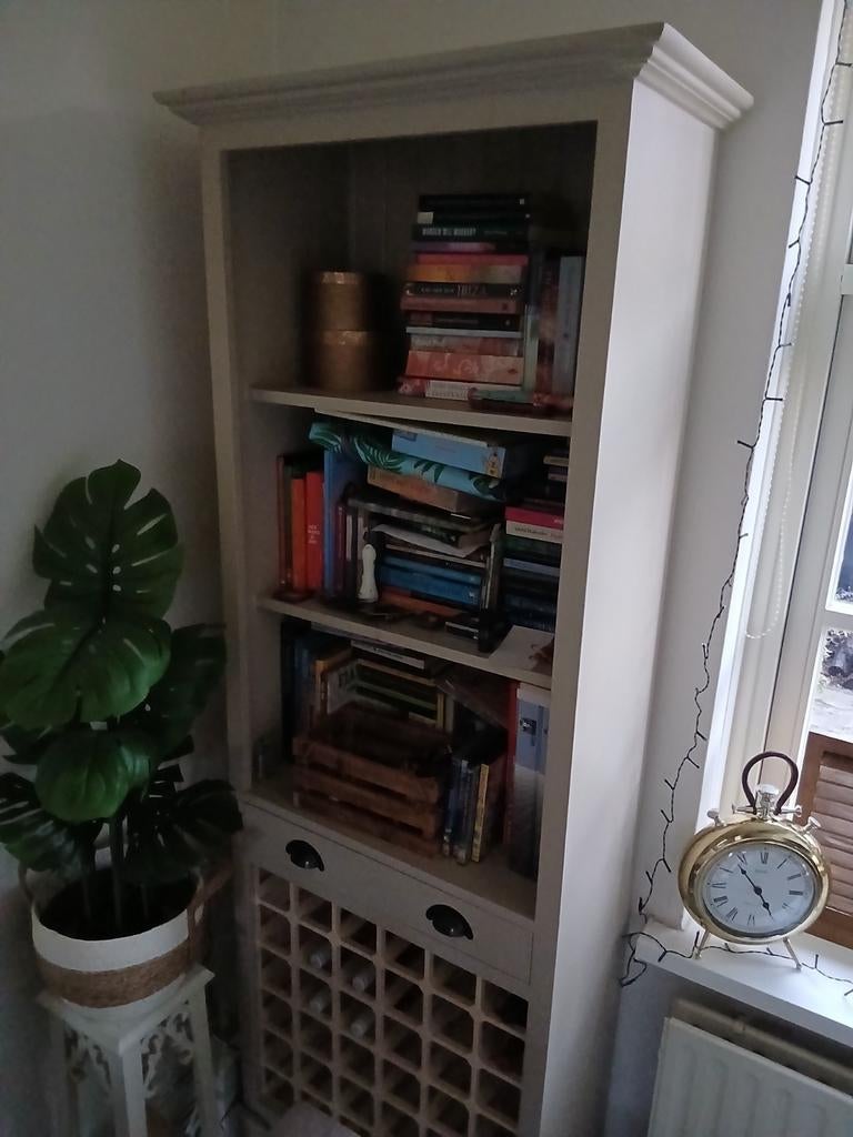 Boekenkast met wijnrek Rotterdam, Huis en Inrichting, Kasten | Boekenkasten, Ophalen, Zo goed als nieuw, 25 tot 50 cm, 200 cm of meer