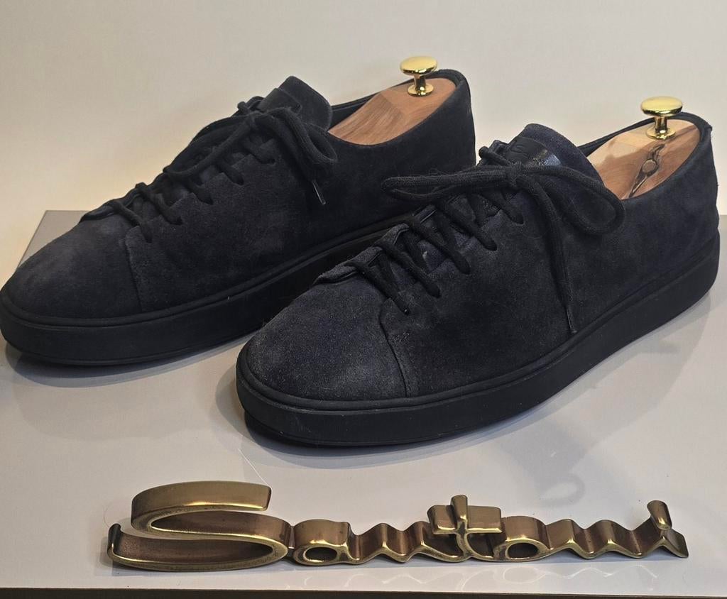 Santoni suède sneakers – donkerblauw – maat 9 (EU 43), Blauw, Ophalen of Verzenden, Sneakers of Gympen, Santoni