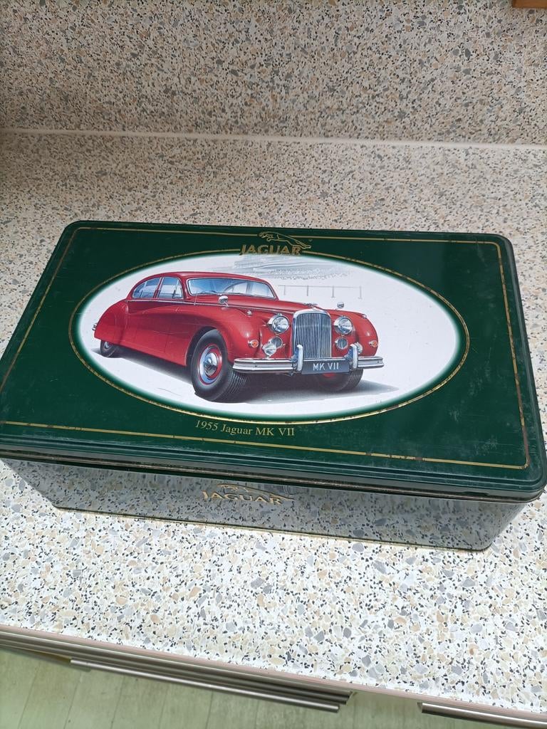 Jaguar Auto Blikken Trommel - 35x20x12cm, Ophalen of Verzenden, Gebruikt, Overige merken