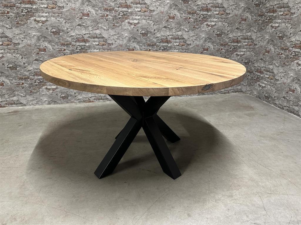 Massief eetkamertafel rond | A+ Kwaliteit nr.904, Info@antiekgroothandel.com, 100 tot 150 cm, Ophalen of Verzenden, Vijf personen of meer