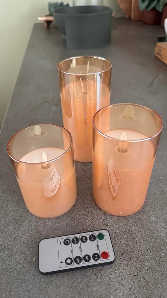 LED Kaarsen Set met Bewegende Vlam en afstandsbediening, Overige materialen, Beige, Nieuw, Ophalen of Verzenden