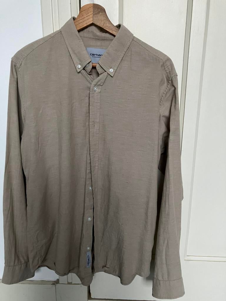 Heren overhemd Carhartt maat L, Ophalen of Verzenden, Gedragen, Beige
