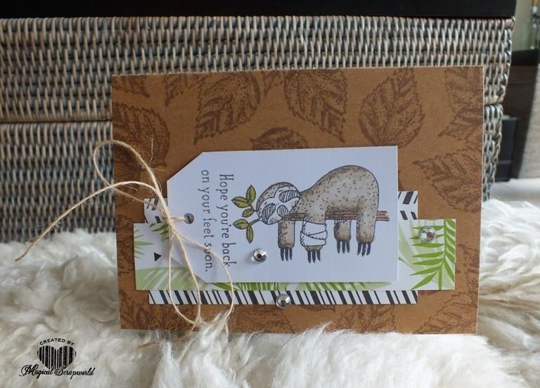 kaart Stampin' Up! beterschap luiaard, Ophalen of Verzenden, Nieuw, Overige thema's