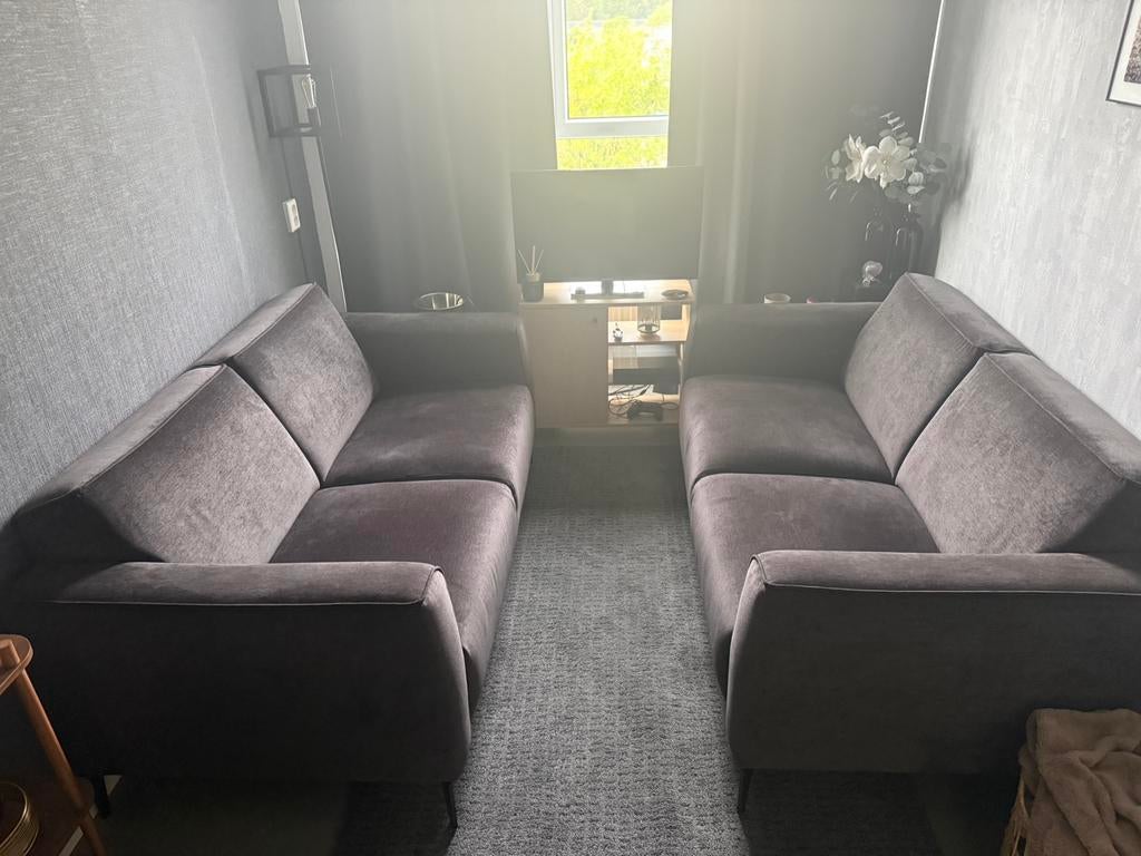 Antraciete banken, Huis en Inrichting, Banken | Sofa's en Chaises Longues, Ophalen, 150 tot 200 cm, Tweepersoons, 75 tot 100 cm