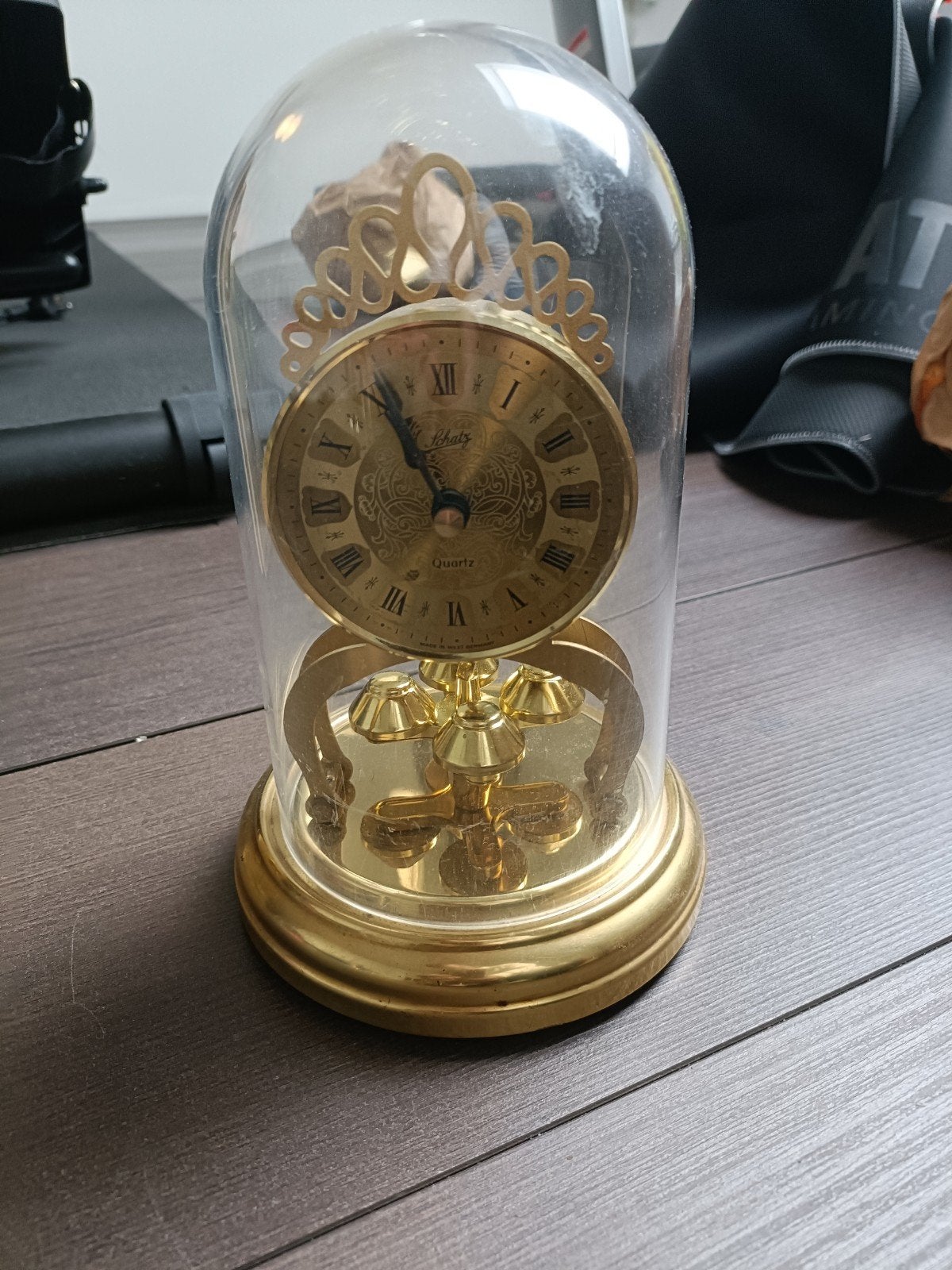 Schatz Quartz Tafelklok onder Glazen Stolp, Ophalen of Verzenden