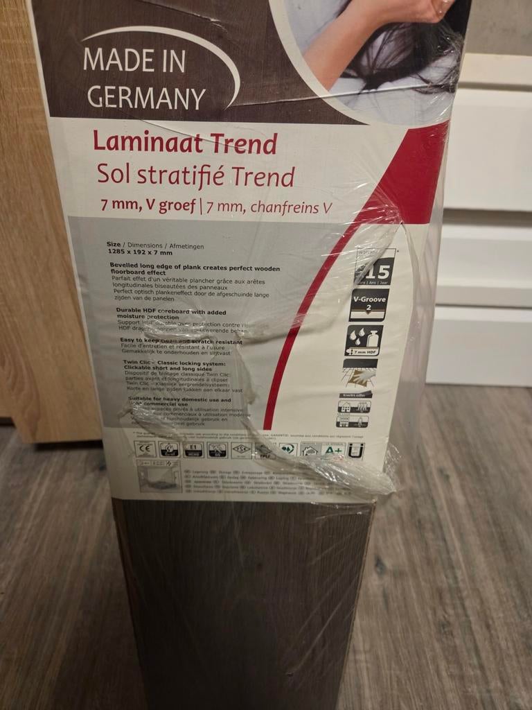 Laminaat Trend Old Grey Oak - 2.47 m² per pak, Ophalen, 50 tot 150 cm, Nieuw, 5 tot 10 m²